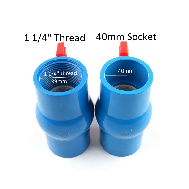 1 шт. ПВХ резьба 1/4 &quotx 1/4" шаровой клапан от 40 мм до заглушающий фитинги для труб