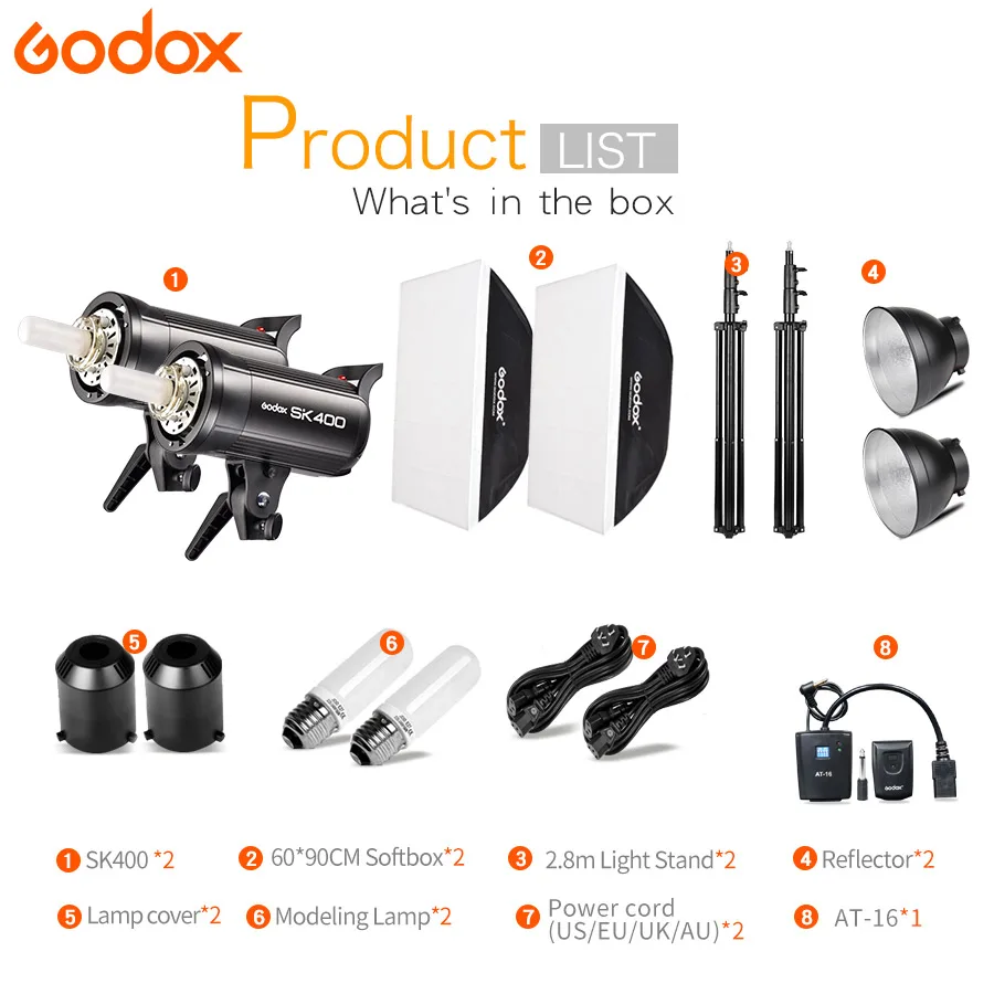 Godox 800 Вт 2xSK400II набор для фотостудии освещение фотосъемки Серия SK с 60x90 см софтбокс