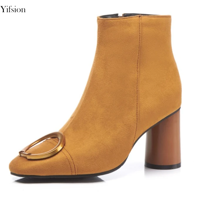 

Olomm Women Ankle Boots Winter Ladies Shoes Square Heel Fashion Square Toe Black Brown Working Office Shoes Women US Size 3-16
