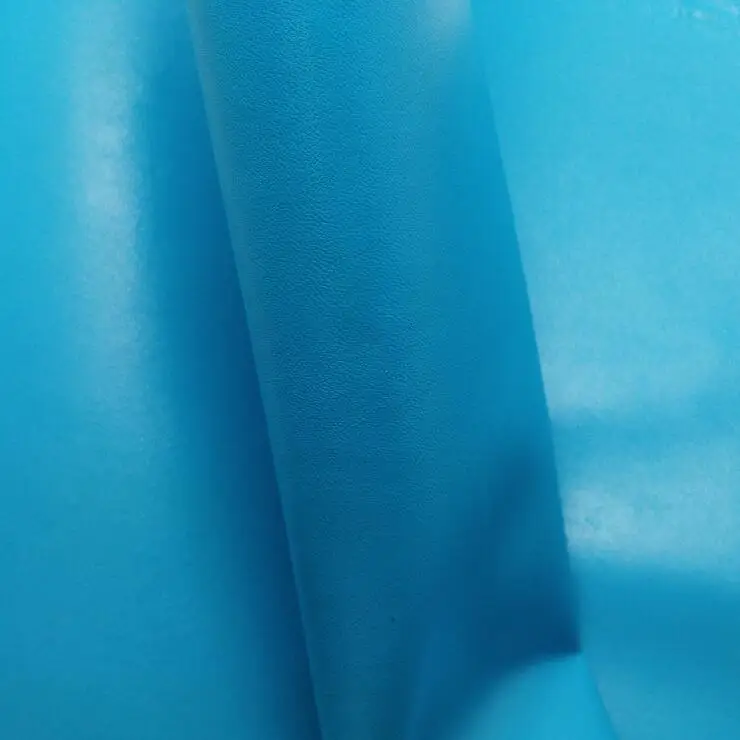 Buy Leather Fabric Blue Leather with non woveing backing, Embossed sheep Grain