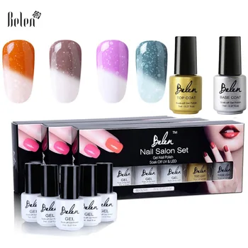

Belen 7ml Snowy Thermal Chameleon Change Nail Gel With Base Top Coat Kit Semi Permanent Varnish Winter Surprise Gift Set 6pcs