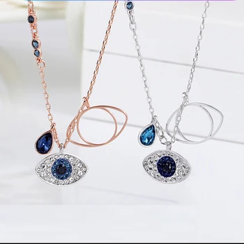 

Christmas Surprise S925 Sterling Sliver Eye Of The Devil Pendant Necklace Turkey Blue Eyes Choker Necklace Gift For Women Girl