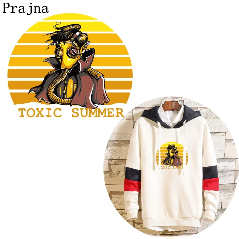 

Prajna Punk Vinyl Transfer Stripe Heat Transfer Iron On Stickers VENOM SUMMER Thermal Transfer Cartoon Decor For Biker Clothing