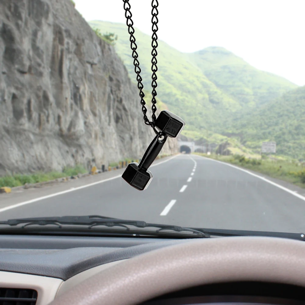 YOSOLO Hanging Ornaments Car Rear View Mirror Ornament Alloy Dumbbell Creative Car Styling Car Pendant Auto Decoration
