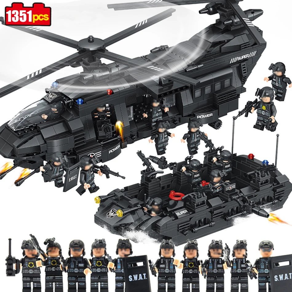 1351pcs military Swat team model 