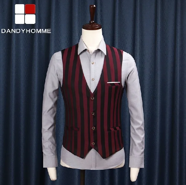 Free Shipping 2018 New Men Spring Summer Vests Casual Vest Wine Red