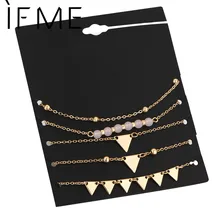 IF ME модные золотые Многослойные браслеты и браслеты для женщин женские Геометрические треугольные Подвески бусины браслеты Pulseras Muje