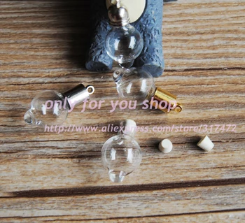 

lantern shap Glass Vial Pendant Wish Bottle mental cap Pendant & 5mm rubble plug DIY miniature glass bubble/glass vial pendant