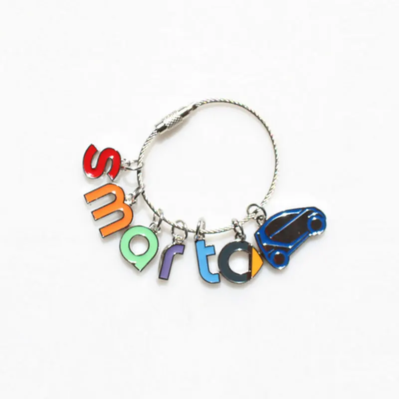 

For Smart Fortwo Forfour Car Keychain Pendant Key ring Stainless Steel Ring Auto Keyring Car Styling Letter Logo Decor Keychain