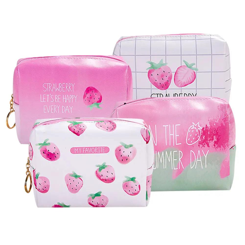 0 : Buy 2018 Professional Women Large Capacity Strawberry Cosmetic Bag Cute PU ...