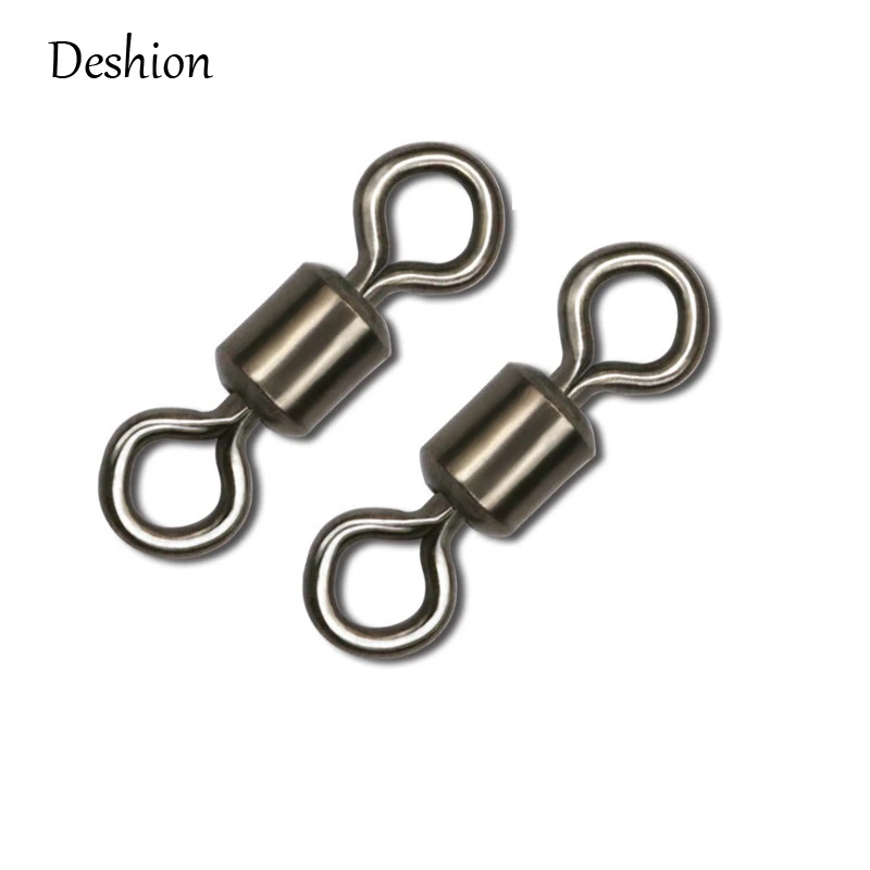 

Deshion 100PCS/lot Fishing Swivel Ball Bearing Rolling Swivel Solid Stainless Steel Barrel Fishing Connector Rolling Swivel