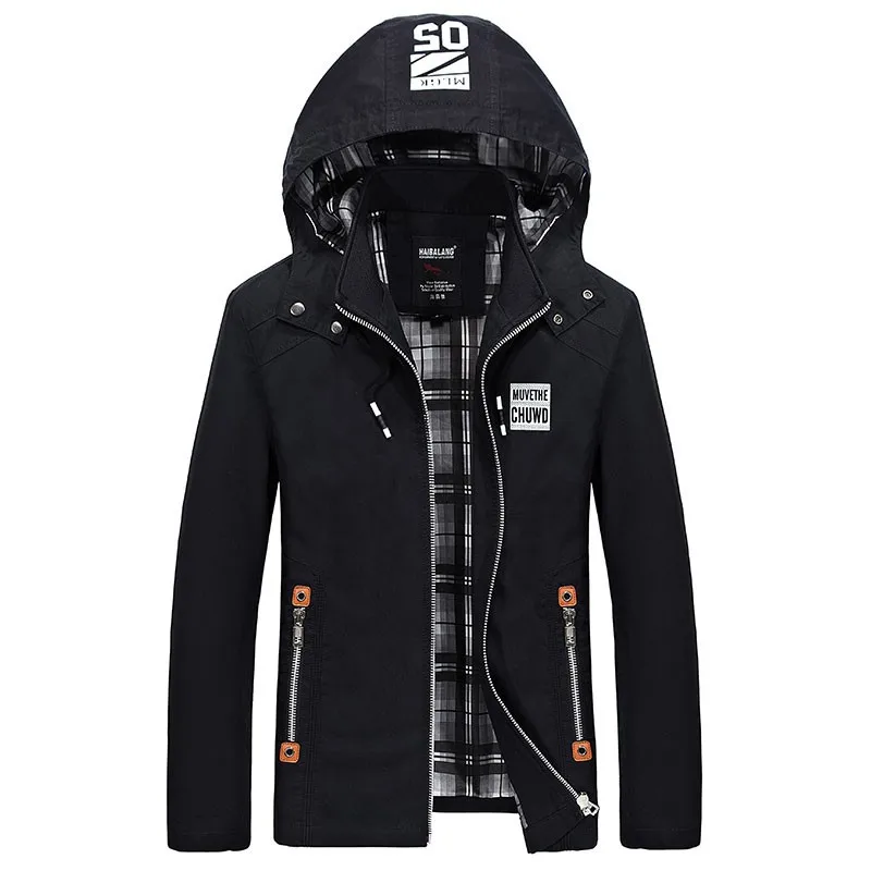 

2018 Spring And Autumn New Jacket Men'S Self-Cultivation Hooded Windbreaker Handsome Thin Jacket Casual Outerwear Size M-5XL