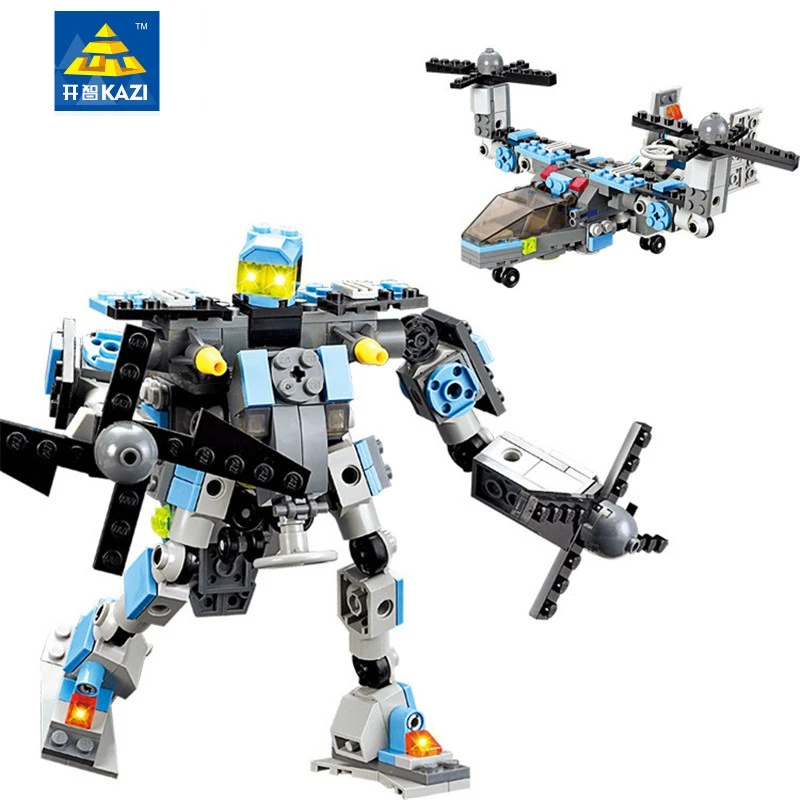 

KAZI 245Pcs Robot Blocks Action Figure Building Blocks DIY Helicopter Model Building Bricks Toys