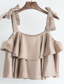 Хаки Amolapha Женские повседневные атласные гофрированные плотные танк-топы Camisole Молодежные женские летние туфли с ремешками Топы - Цвет: Хаки