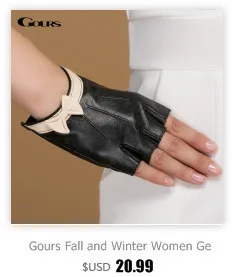 Gours женские перчатки из натуральной кожи, черные модные перчатки из козьей кожи на половину пальцев, осенне-зимние перчатки без пальцев, Новое поступление GSL029