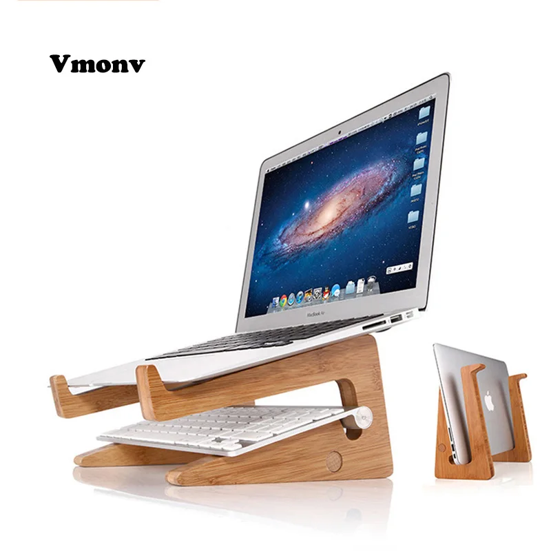 Vmonv Increased Height Cooling Bamboo Laptop PC Stand for Macbook Air Pro Retina Vertical Base Bracket for 15 Inch Notebook PC Vmonv Increased Height Cooling Bamboo Laptop PC Stand for Macbook Air Pro Retina Vertical Base Bracket for 15 Inch Notebook PC