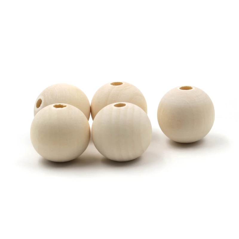 

25mm Fine Quality Natural Round Wood Spacer Beads Children Kids wooden Jewelry Accessories 20pcs