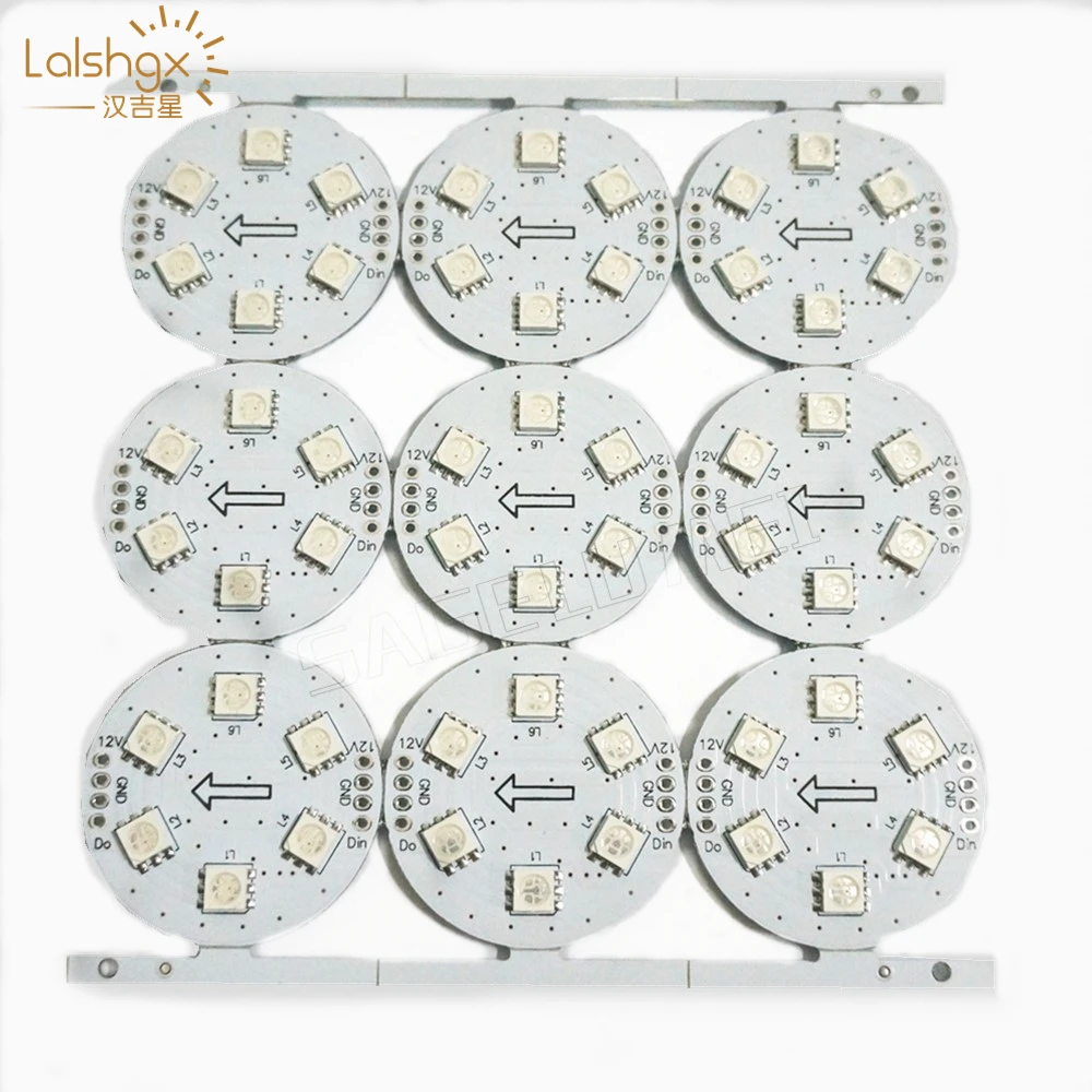 

9pcs/lot DC12V WS2811IC PCB 38mm Diameter D38 6leds 5050 SMD Led Board Pixels Point Node Light Module Addressable led chip Board