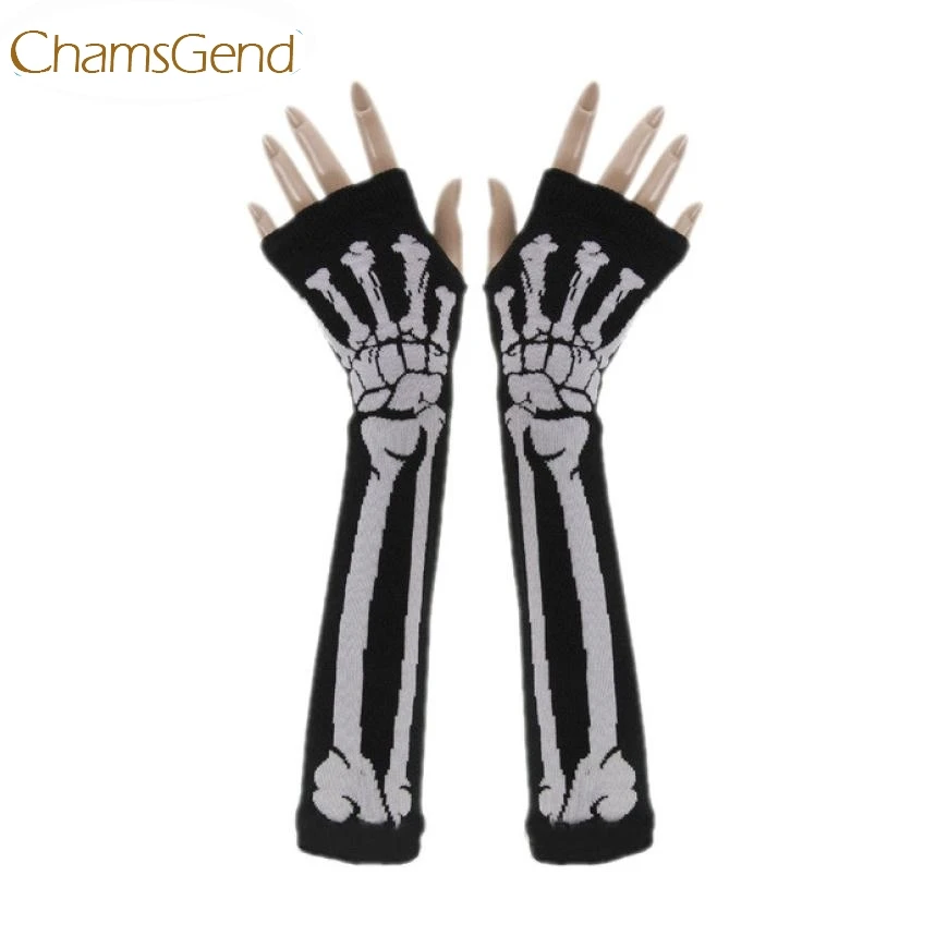 Chamsgend Newly Design Punk Skull Glove Black Long Arm Warmer