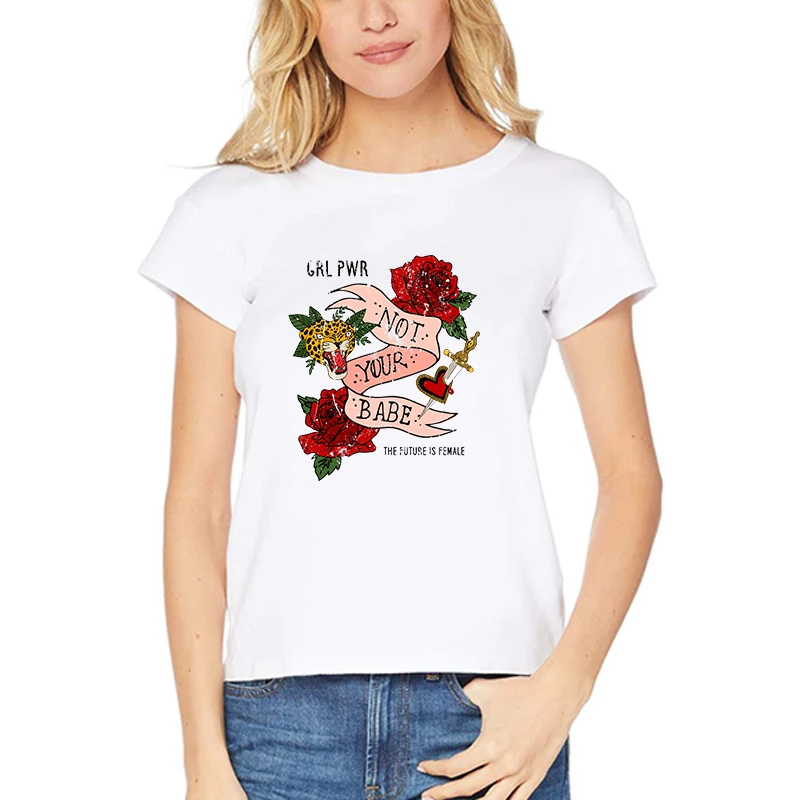 

2019 Fashion Cool Girl Power Print Female T-shirt White Women Tshirts Summer Casual Harajuku Tshirt Femme Top Aesthetic Clothes