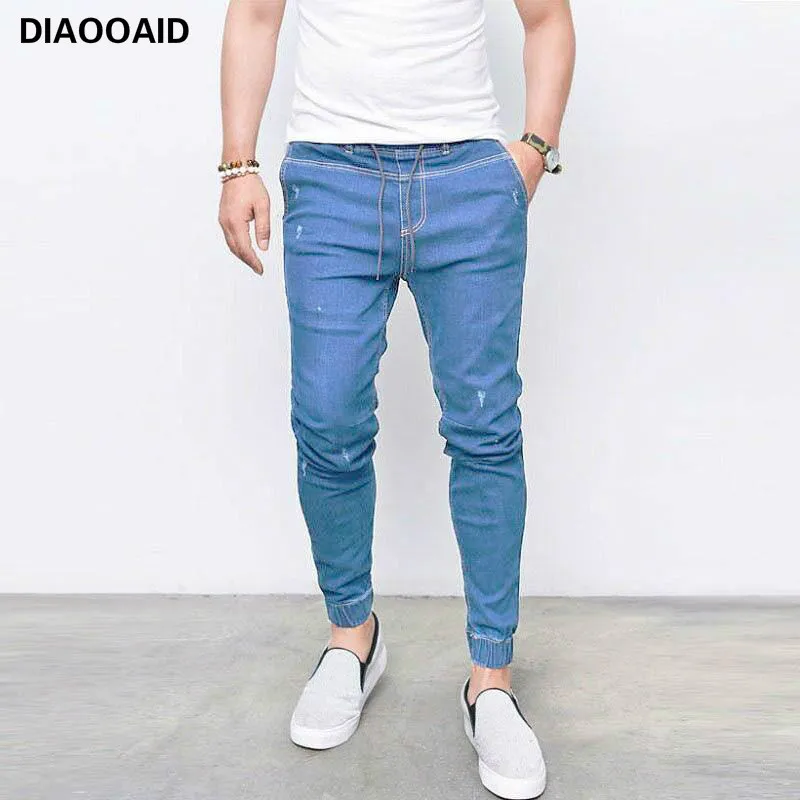 

2018 New Casual Men Jeans Slim Stretch Fit Slim Casual Blue Denim Pants Skinny Fashion Style Elastic Waist Streetwear Trousers