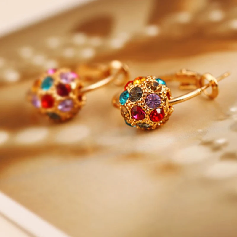 

Crystal Ball Earrings High Quality Transfer Bead Circle Earrings for Woman Party Wedding Jewelry Gift Elegant Earrings