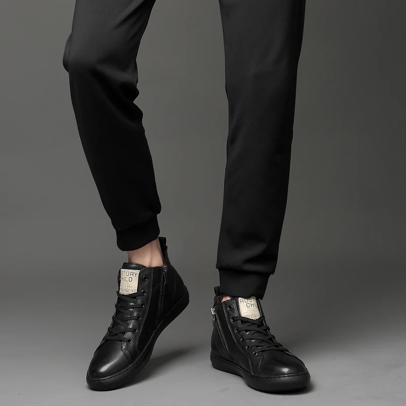DENGKELAI/мужские кроссовки из натуральной кожи; обувь на массивном каблуке; обувь с высоким берцем; Роскошные брендовые кожаные кроссовки;