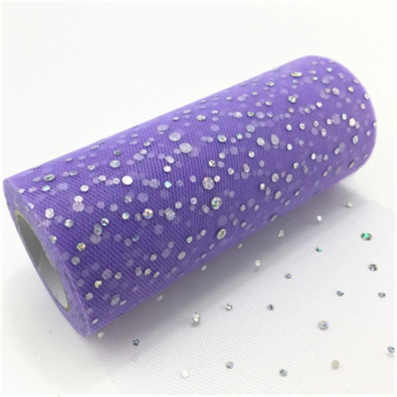 light purple Тюлевая юбка-пачка 15 см* 22 м в рулоне с блестками Свадебная отделка органзы для вечеринки в честь рождения - Цвет: light purple