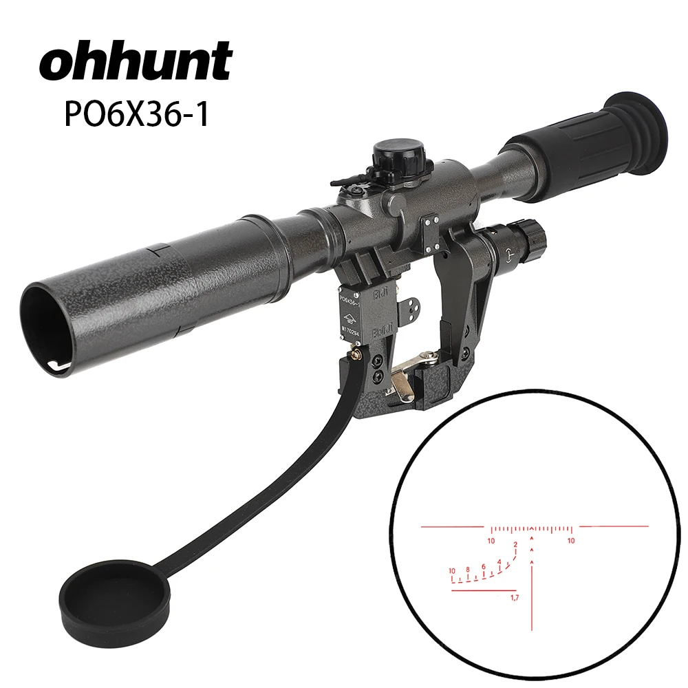 

ohhunt Hunting Tactical POS 6X36-1 Red Illuminated SVD SKS AK Rifle Scope Sniper RifleScope Made in China Free Shipping