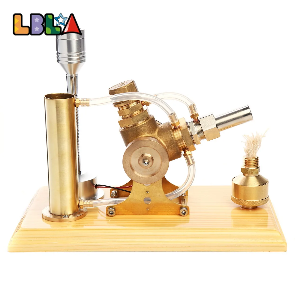 

LBLA Hot Air Stirling Engine Motor Model Educational Toy Kit Wood Base W/LED Light Educational Science Toy Gift For Children