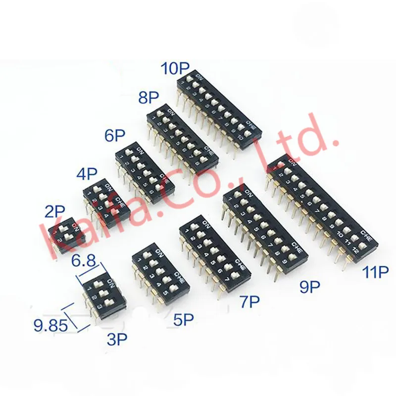 

10pcs/lots black Direct dial code switch DIP switch DP-2P/3P/4P/5P/6P/7P/8P/9P/10P/12P 2.54MM DS pitch Side
