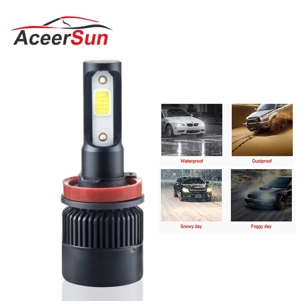 Aceersun 1 шт. супер мини H11 светодиодный H7 9006 9005 HB3 HB4 H1 для туман светильник