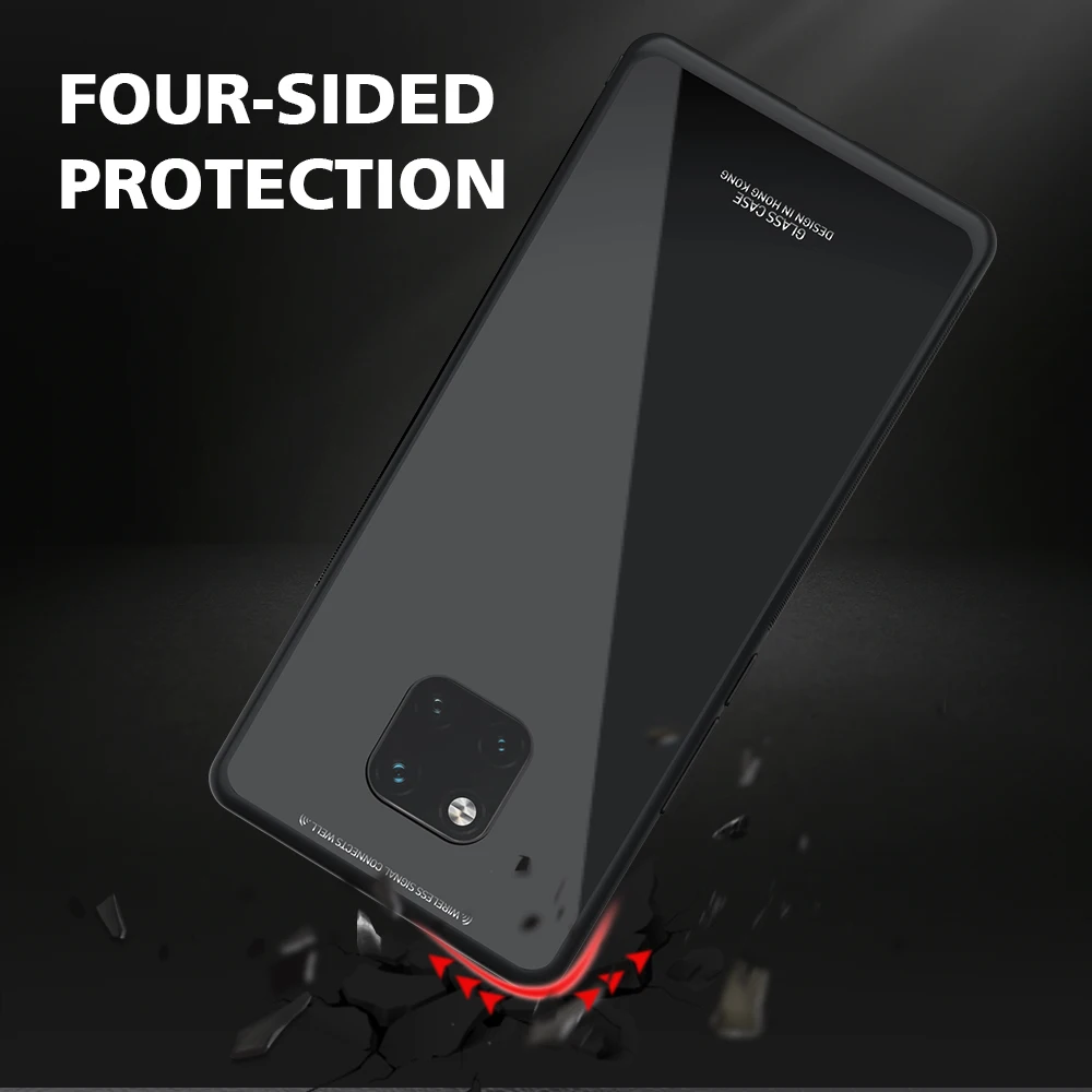 Чехол для телефона KEYSION из закаленного стекла Huawei Mate 20 Pro нескользящий черный