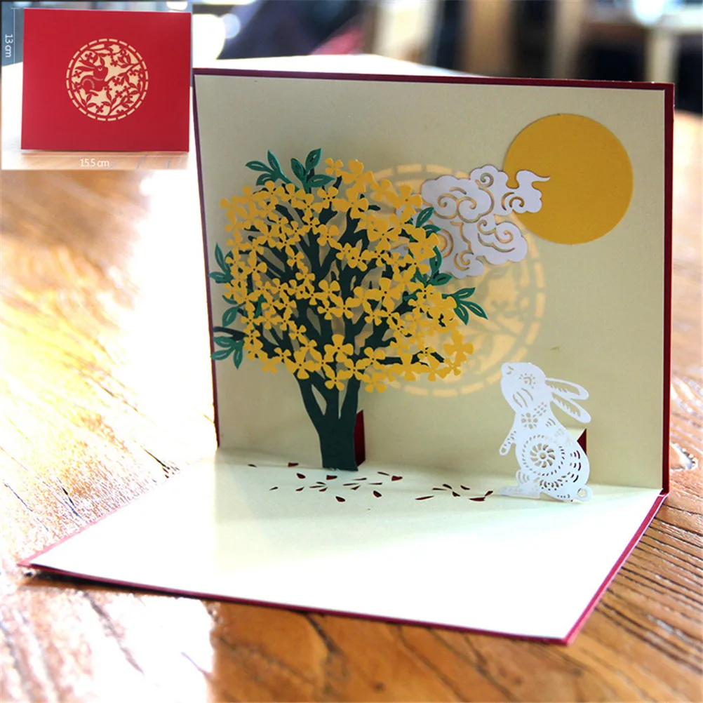  Halloween Pop Up Card Pumpkin Card 3D Colorful Printing Postcard Laser Cutting Envelope Hollow Carv - 32920000956