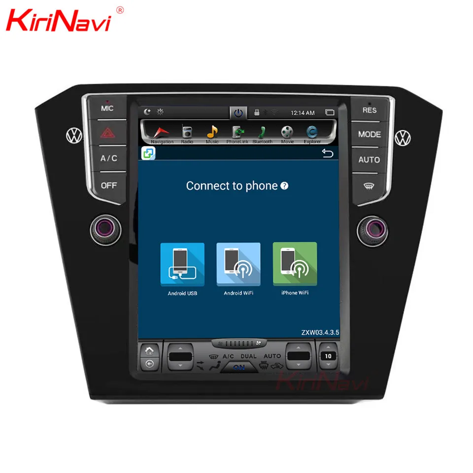 Excellent KiriNavi Vertical Screen Tesla Style 10.4 Inch Android 6.0 Car Dvd Player For Passat Radio GPS Navigation Multimedia 4