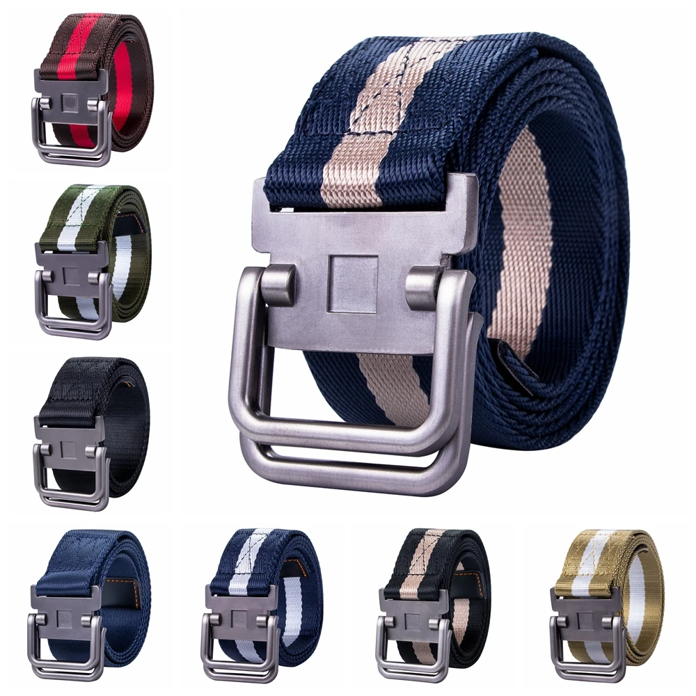 

Barry.Wang Fashion High Quality 105cm Canvas Women Belt Alloy Buckle Double Ring Belt For Female Jeans Pants Party FB-0039