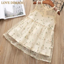 Любовь DD& мм платья для девочек Новые Детские's Костюмы модная одежда для девочек одежда сетчатая с вышивкой цветы без рукавов; милое детское платье; одежда принцессы