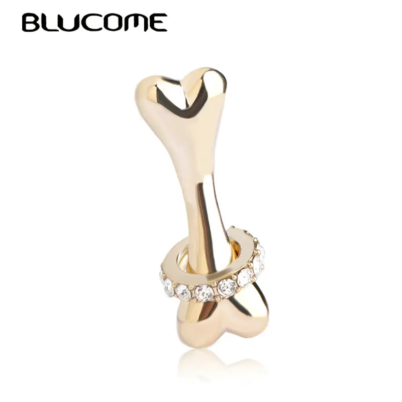 

Blucome Cute Gold Color Bone Shape Brooches Best Gifts for Dog Lovers Kids Coat Clothes Accessories Clips Alloy Jewelry Pins
