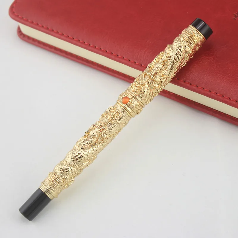 Винтажная Роскошная Шариковая ручка Jinhao золотистая маленькая двойная
