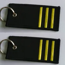 Пилот знак ранга брелок 3 полосы Вышивка обеих сторон