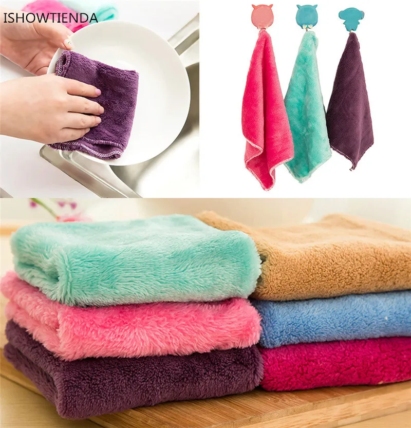 

ISHOWTIENDA 5PCS Anti-grease Cloth Bamboo Fiber Washing Towel Magic Kitchen Cleaning Wiping Rags New