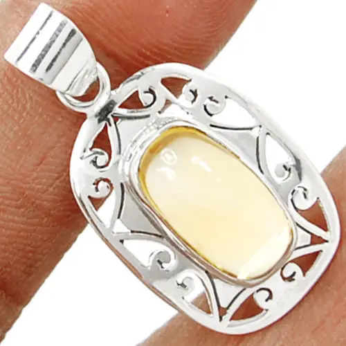 

Hand made Genuine Citrine Pendant 925 Sterling Silver, 37mm ,4.9g, AP0078