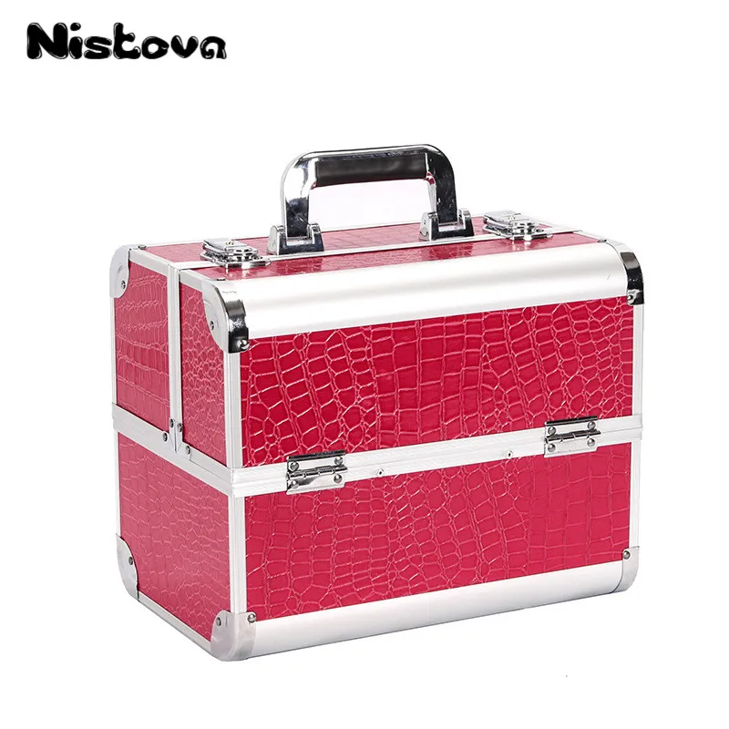 

New Professional PVC Large Capacity Cosmetics Box Double Open Multilayer Cosmetics Box Portable Multi-function Toolbox