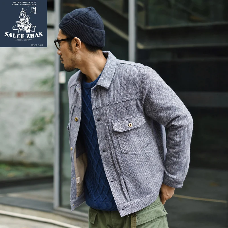 

SauceZhan Wool Jacket Winter Men's Overcoat Retro Jacket Short Wool Jacket Mens Coats and Jackets Long Coat