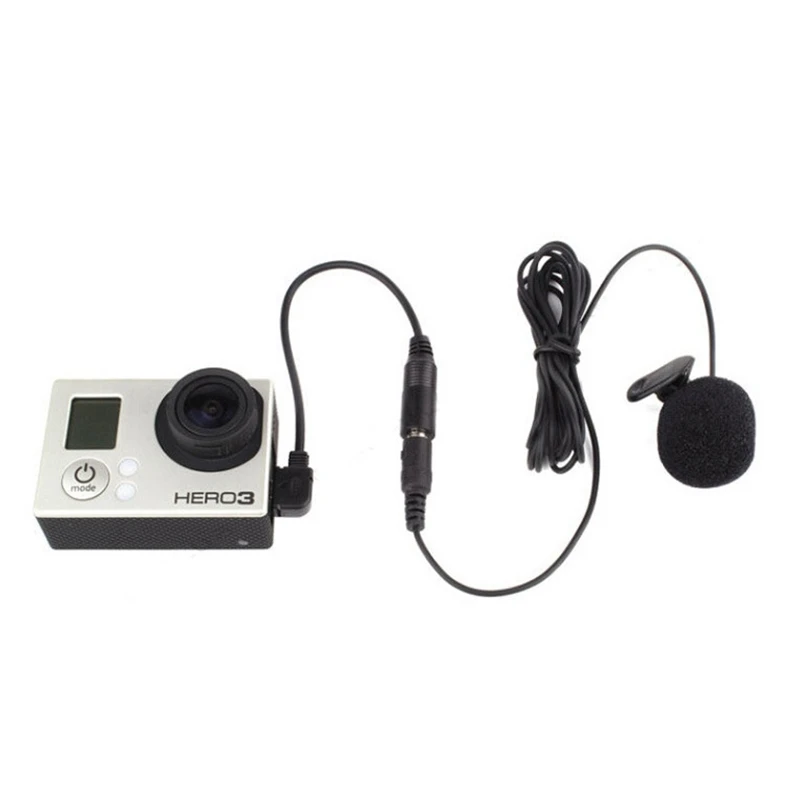 3,5 мм активный микрофон с зажимом и мини USB аудио адаптер микрофонный кабель для Gopro hero 3 3+ 4 экшн-камеры iPhone 5S комплект аксессуаров