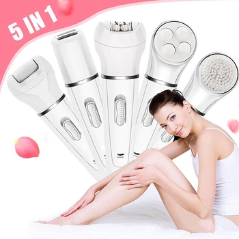 

5 In 1 Multifunction Women Shaver Set Epilator/Blackhead Cleansing Brush/Hair Trimmer/ Facial Massager/Electric Grinding Foot