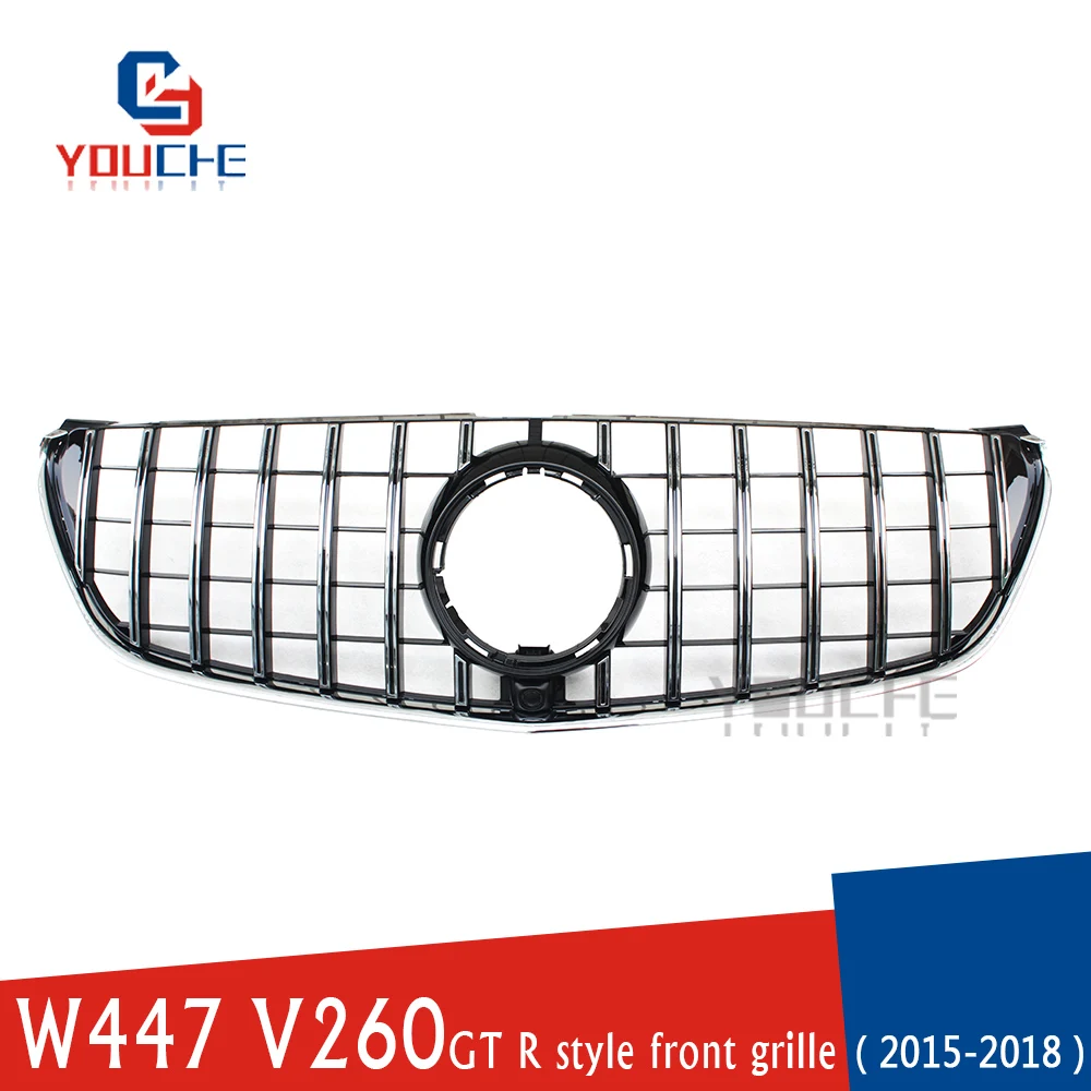Передний бампер GTR W447 GT решетка для Mercedes V class V260 AMG line Vito из серебристого АБС