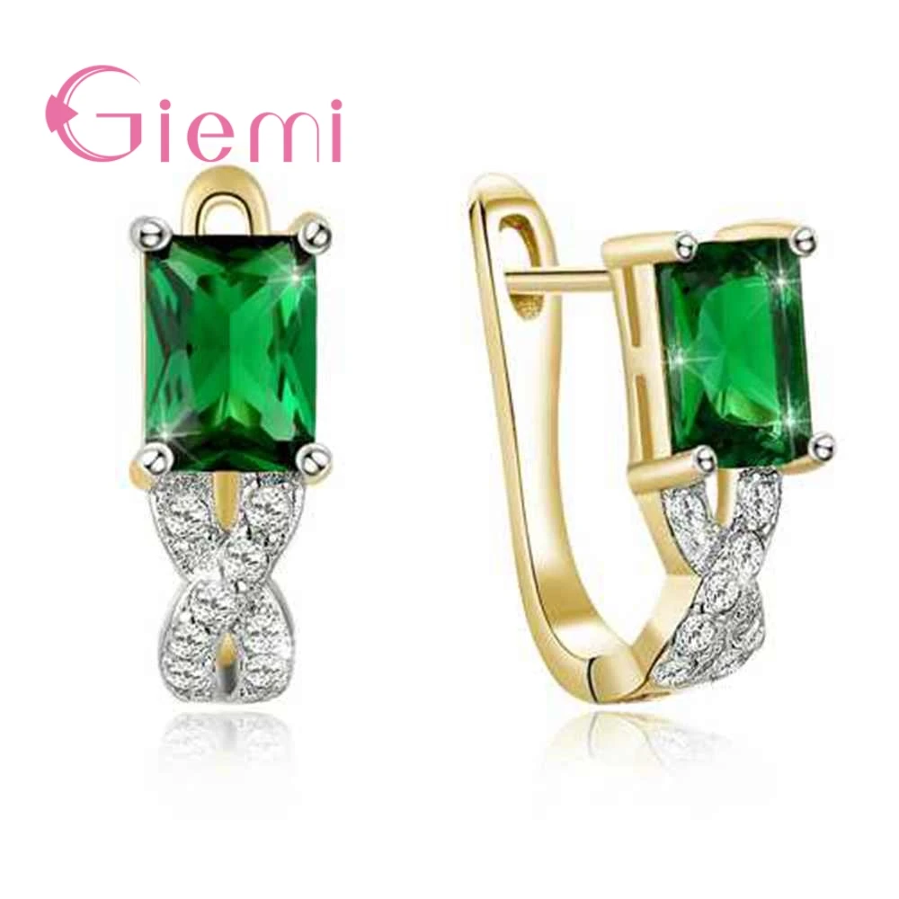 Женские Роскошные зеленые серьги-гвоздики благородная элегантность Блестящий кубический циркон Кристалл ювелирные изделия подарок