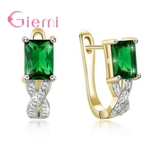 Женские Роскошные зеленые серьги-гвоздики благородная элегантность Блестящий кубический циркон Кристалл ювелирные изделия подарок