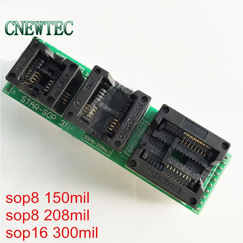 

1PCS SOP8 150MIL and sop8 208MIL and SOP16 300MIL 3 in 1 adapter for universial programmer such as tl866 ezp2010 skypro